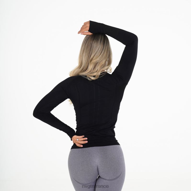 femmes XJRR2283 noir aptitude NVGTN haut à manches longues sans couture