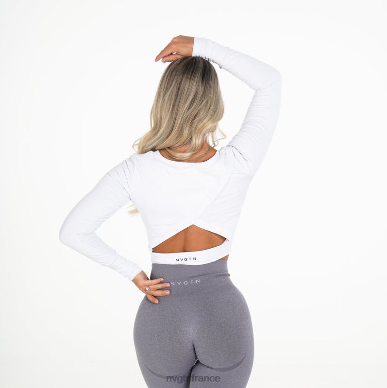 femmes XJRR2274 blanc aptitude NVGTN former une récolte à manches longues