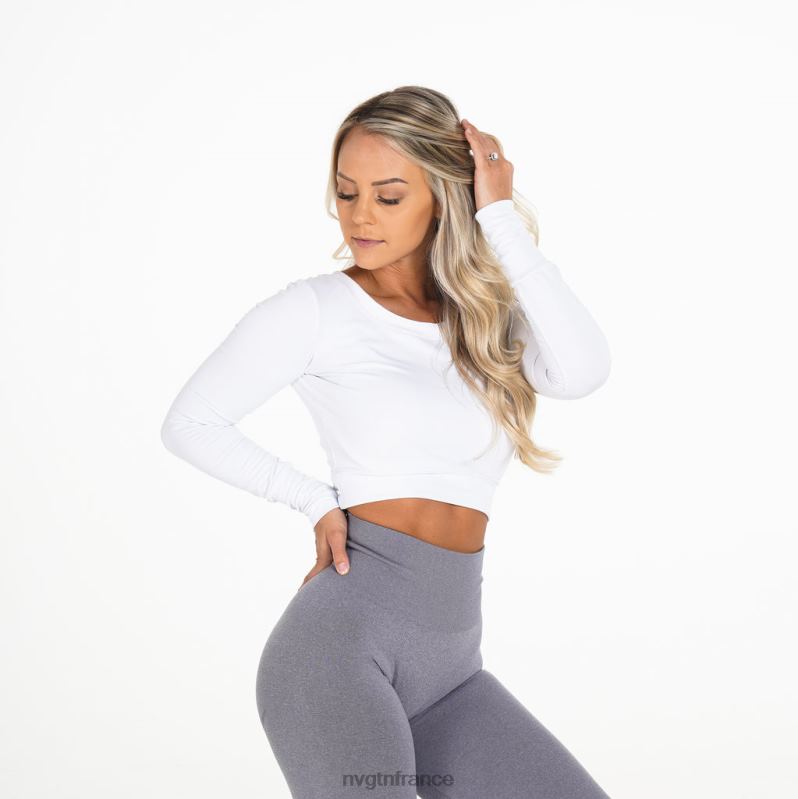 femmes XJRR2274 blanc aptitude NVGTN former une récolte à manches longues