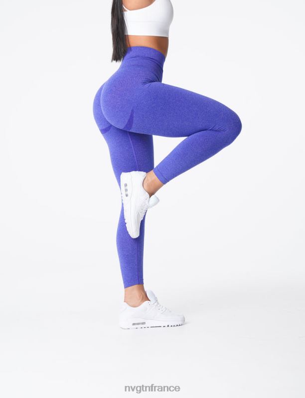 femmes XJRR2633 bleu électrique aptitude NVGTN leggings sans couture courbe