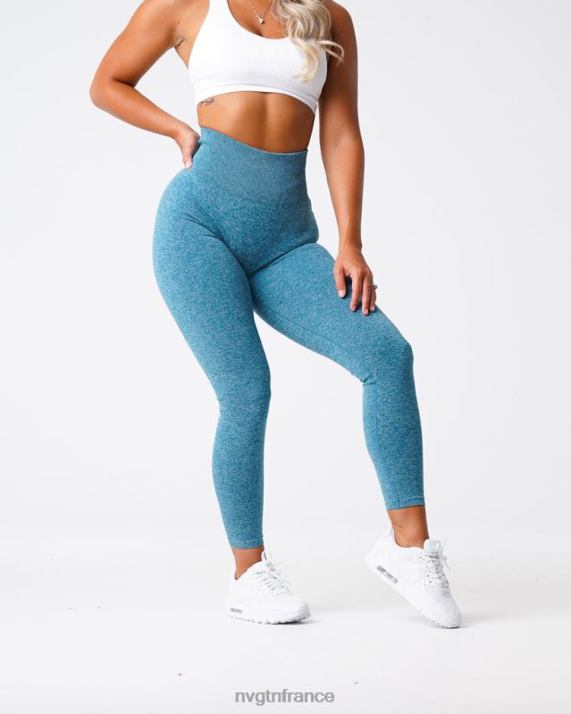 femmes XJRR2643 sarcelle aptitude NVGTN legging froissé sans couture