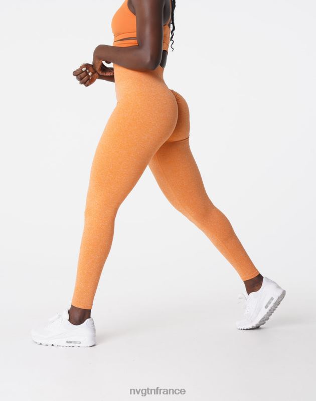 femmes XJRR2645 coucher de soleil orange aptitude NVGTN legging froissé sans couture