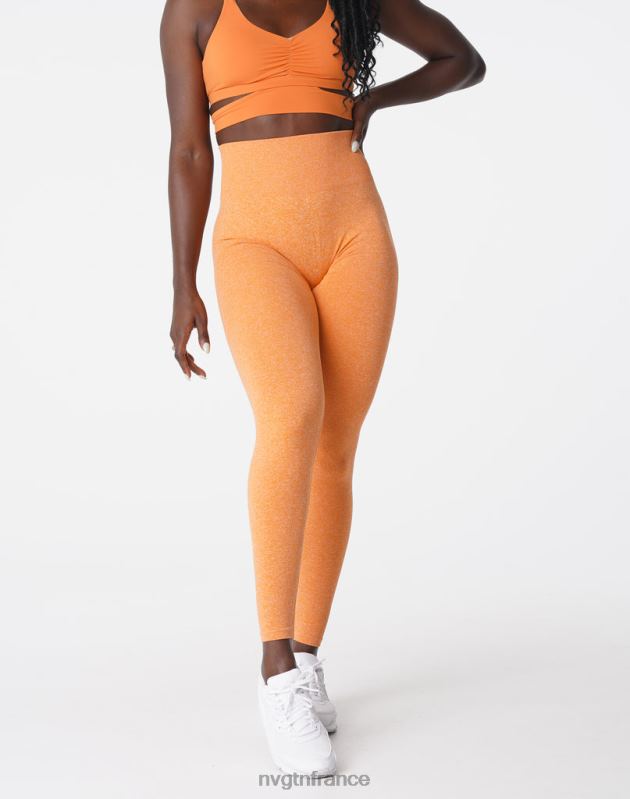 femmes XJRR2645 coucher de soleil orange aptitude NVGTN legging froissé sans couture