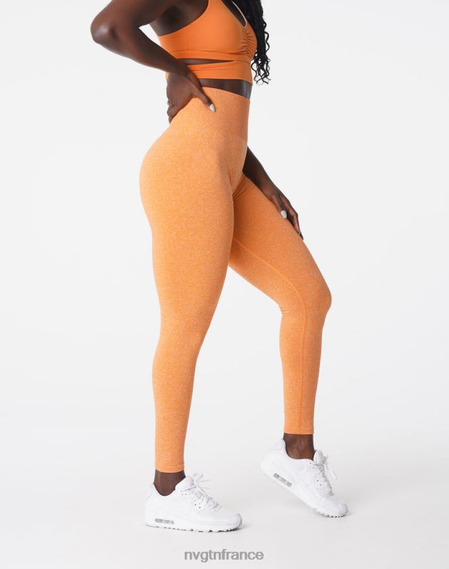 femmes XJRR2645 coucher de soleil orange aptitude NVGTN legging froissé sans couture