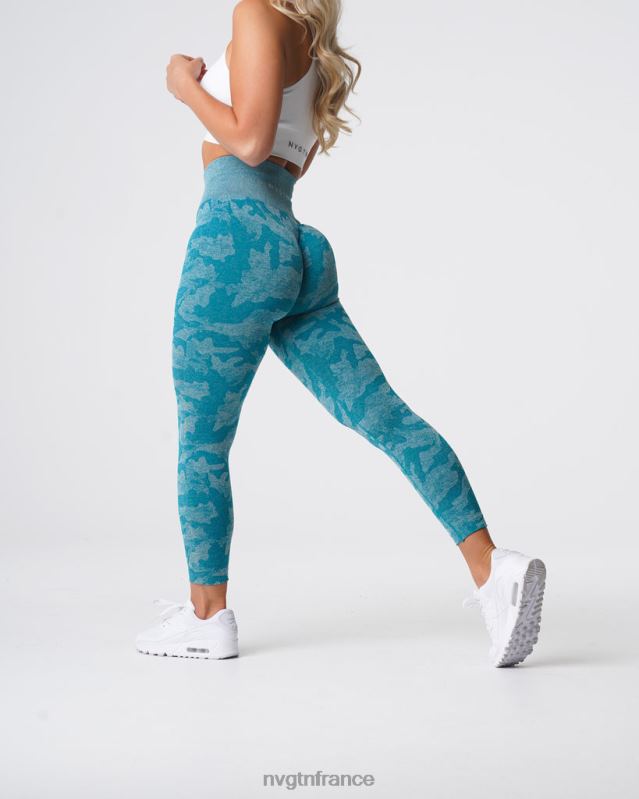 femmes XJRR2664 sarcelle aptitude NVGTN legging camouflage sans couture