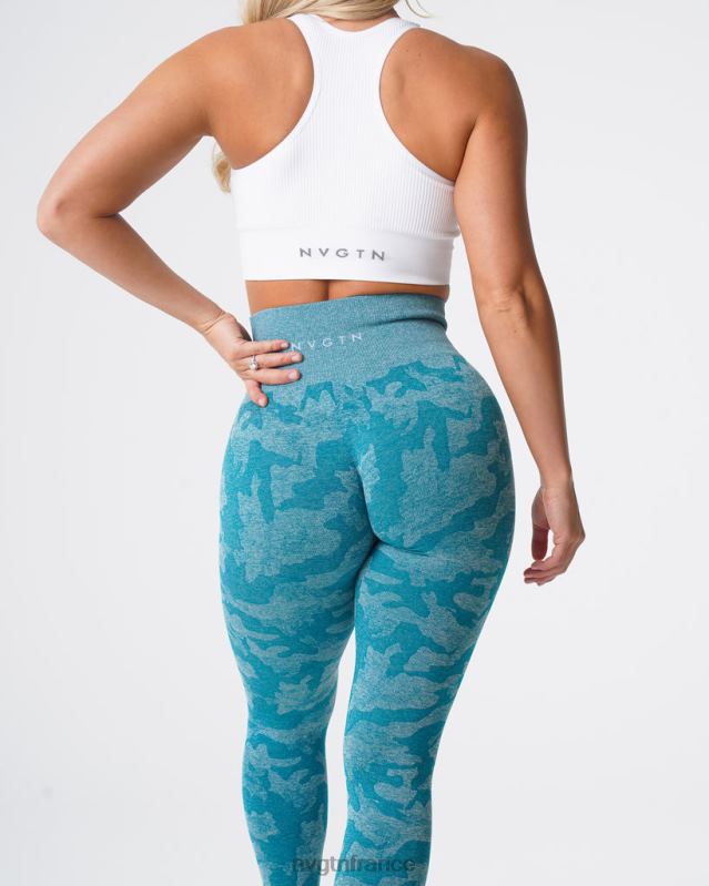 femmes XJRR2664 sarcelle aptitude NVGTN legging camouflage sans couture