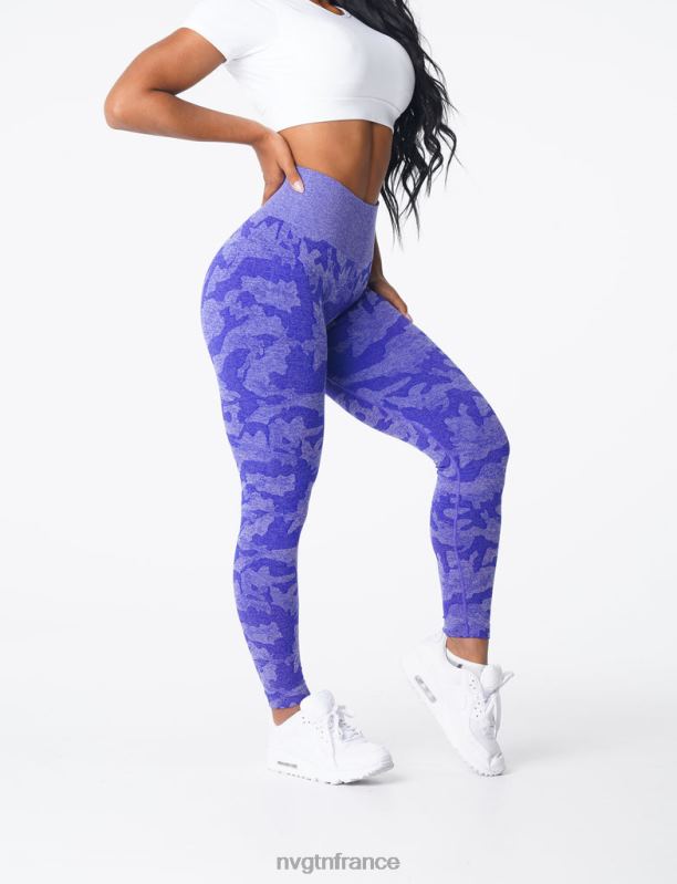 femmes XJRR2667 bleu électrique aptitude NVGTN legging camouflage sans couture