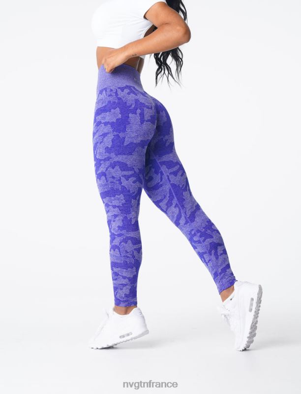 femmes XJRR2667 bleu électrique aptitude NVGTN legging camouflage sans couture