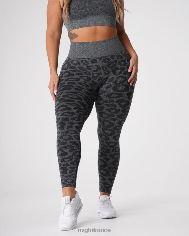femmes XJRR2676 noir moucheté aptitude NVGTN legging léopard sans couture