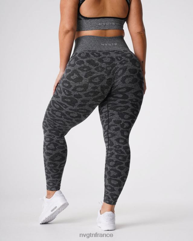 femmes XJRR2676 noir moucheté aptitude NVGTN legging léopard sans couture