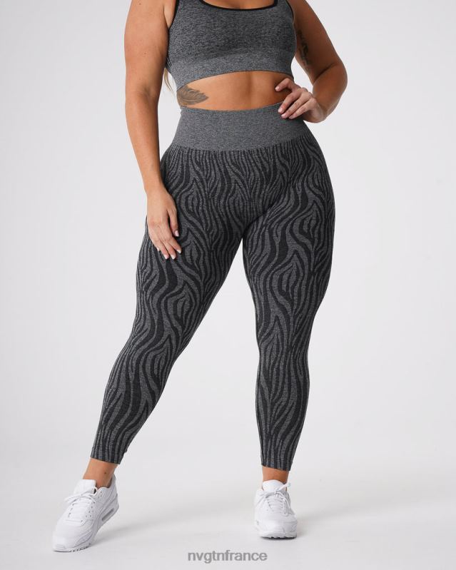 femmes XJRR2677 noir moucheté aptitude NVGTN leggings sans couture zèbre