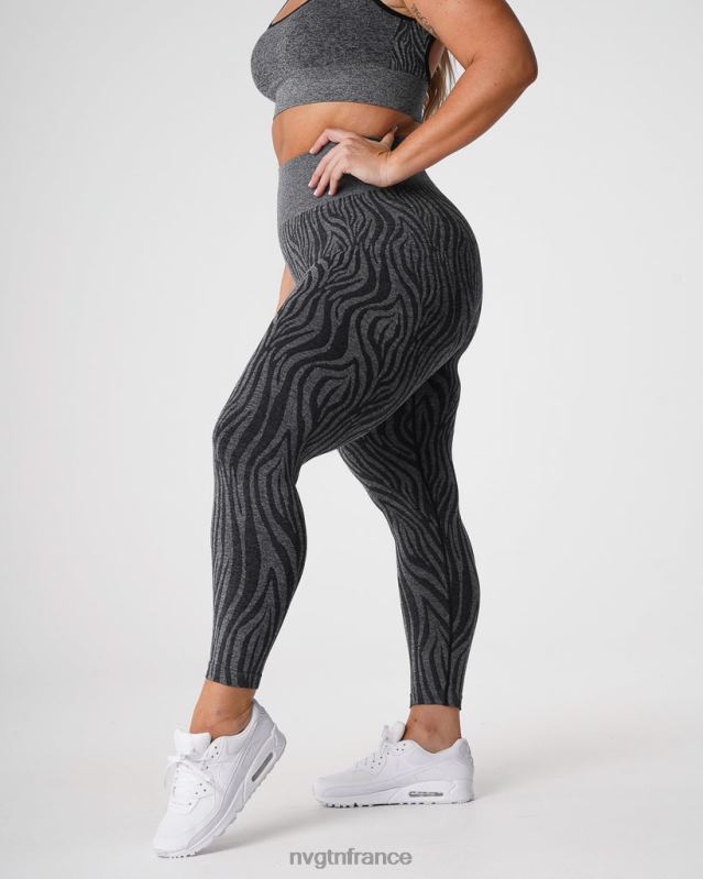 femmes XJRR2677 noir moucheté aptitude NVGTN leggings sans couture zèbre