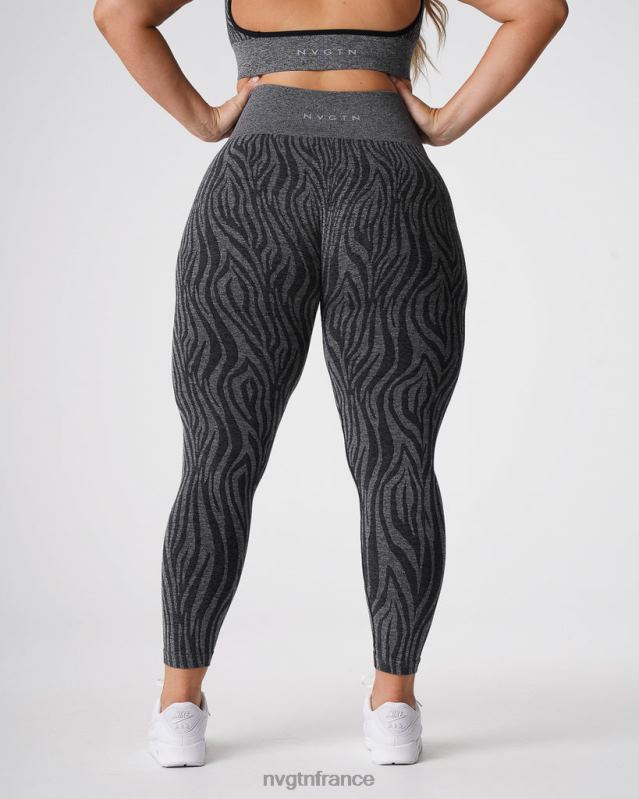 femmes XJRR2677 noir moucheté aptitude NVGTN leggings sans couture zèbre