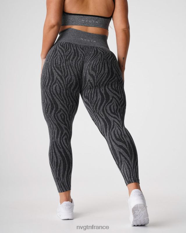 femmes XJRR2677 noir moucheté aptitude NVGTN leggings sans couture zèbre