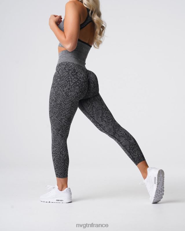 femmes XJRR2678 noir moucheté aptitude NVGTN leggings sans couture en peau de serpent