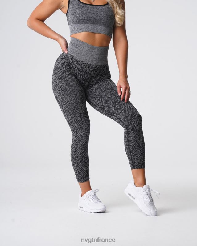 femmes XJRR2678 noir moucheté aptitude NVGTN leggings sans couture en peau de serpent