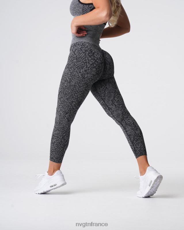 femmes XJRR2678 noir moucheté aptitude NVGTN leggings sans couture en peau de serpent