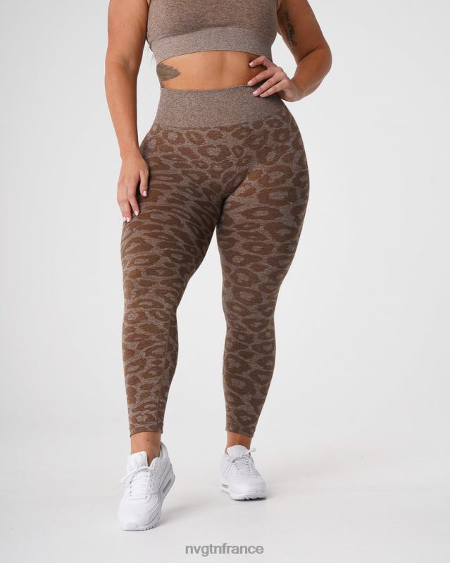 femmes XJRR2679 moka aptitude NVGTN legging léopard sans couture