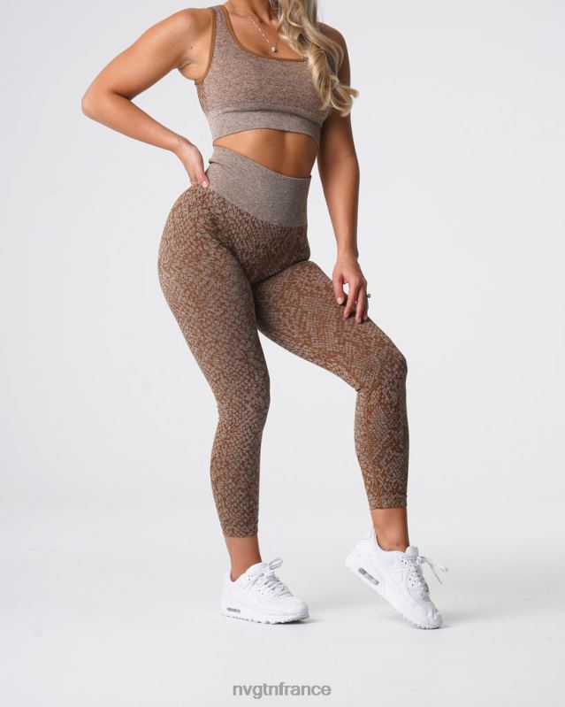 femmes XJRR2681 moka aptitude NVGTN leggings sans couture en peau de serpent