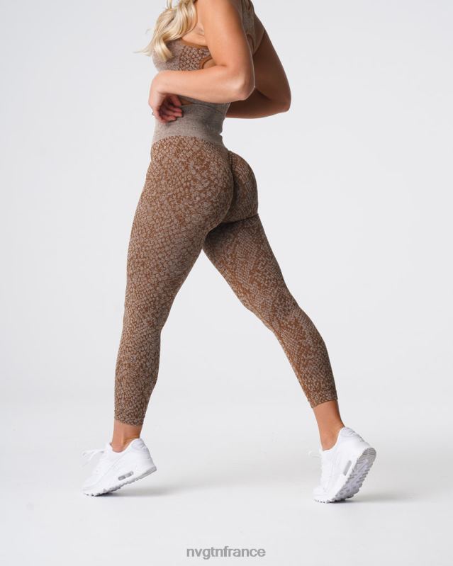 femmes XJRR2681 moka aptitude NVGTN leggings sans couture en peau de serpent