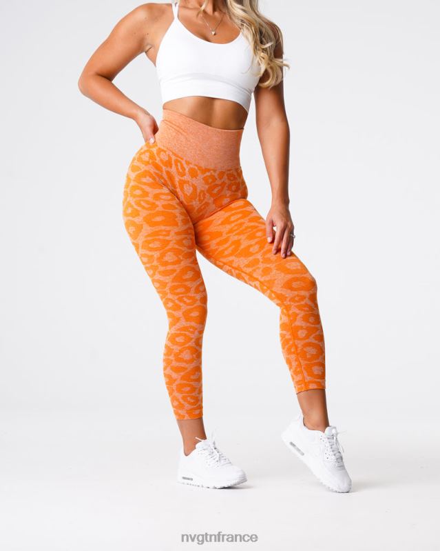 femmes XJRR2682 orange brûlée aptitude NVGTN legging léopard sans couture
