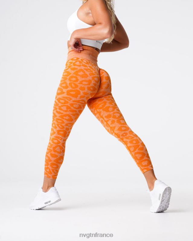 femmes XJRR2682 orange brûlée aptitude NVGTN legging léopard sans couture