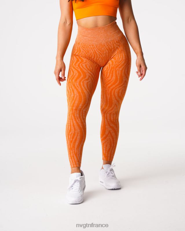 femmes XJRR2683 orange brûlée aptitude NVGTN leggings sans couture zèbre