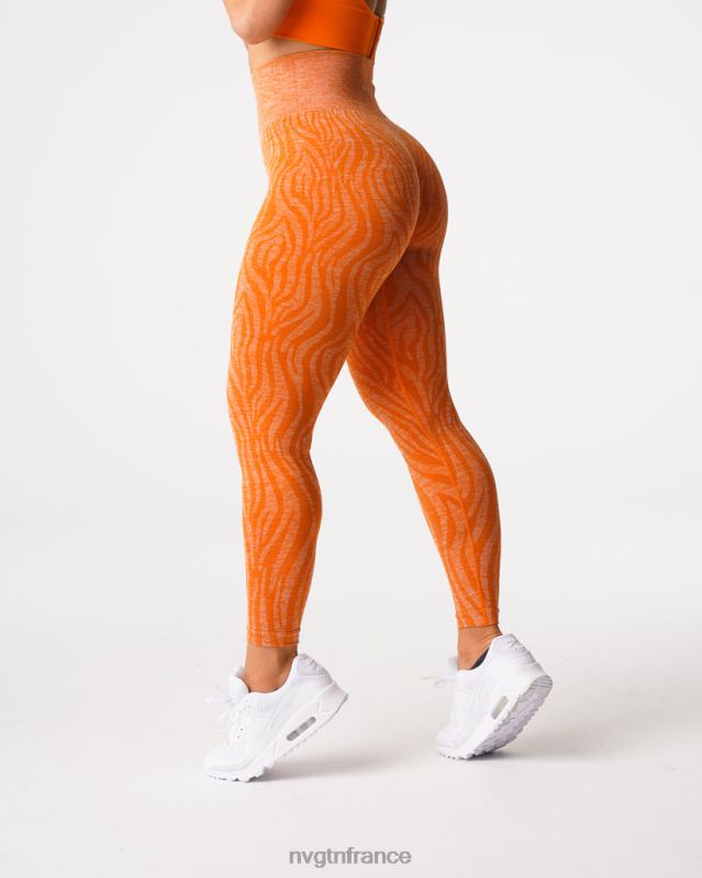 femmes XJRR2683 orange brûlée aptitude NVGTN leggings sans couture zèbre