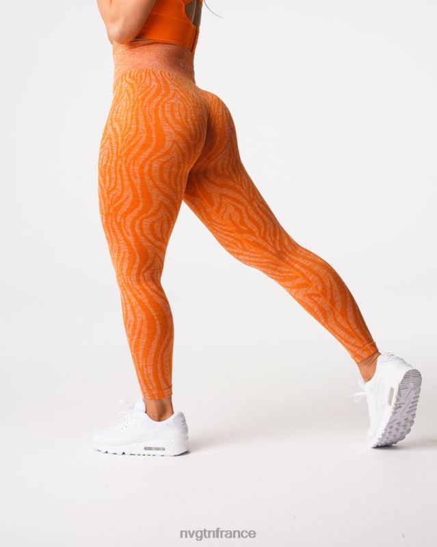 femmes XJRR2683 orange brûlée aptitude NVGTN leggings sans couture zèbre