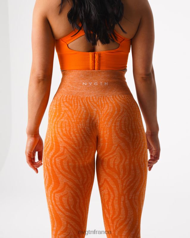 femmes XJRR2683 orange brûlée aptitude NVGTN leggings sans couture zèbre
