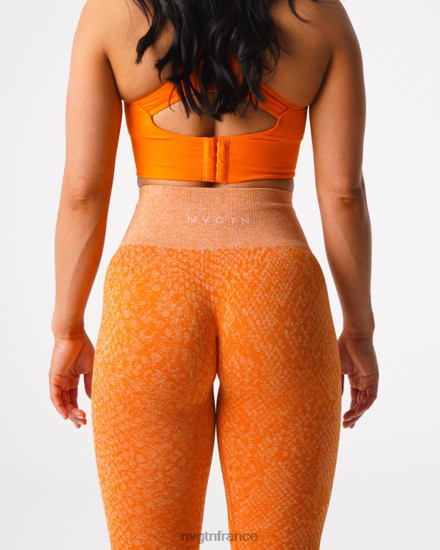 femmes XJRR2684 orange brûlée aptitude NVGTN leggings sans couture en peau de serpent
