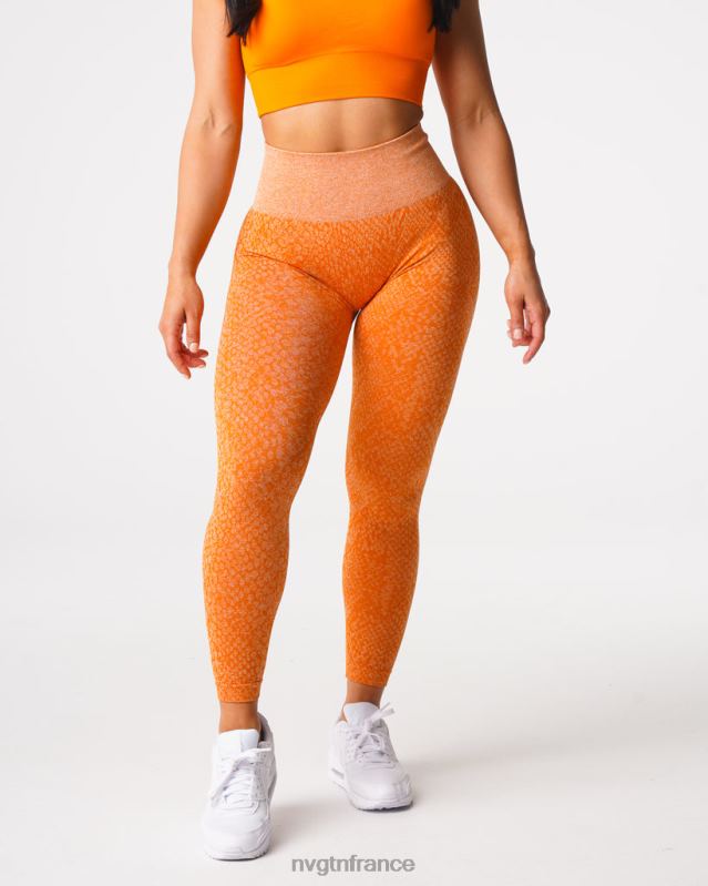 femmes XJRR2684 orange brûlée aptitude NVGTN leggings sans couture en peau de serpent