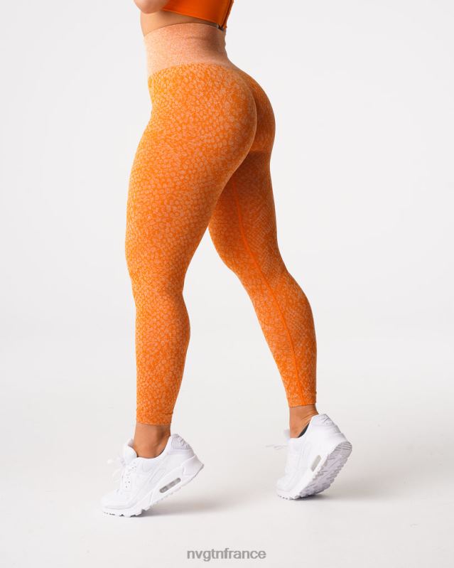 femmes XJRR2684 orange brûlée aptitude NVGTN leggings sans couture en peau de serpent