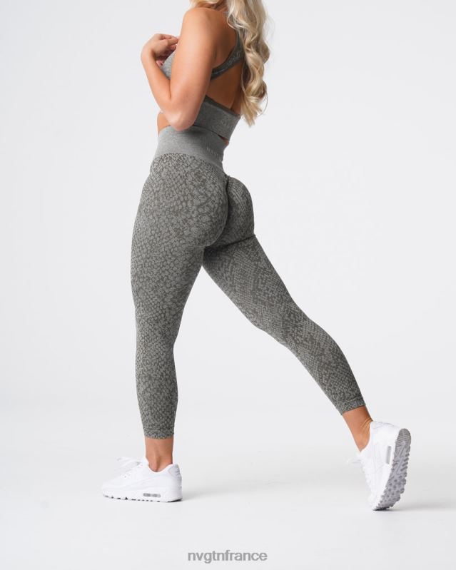 femmes XJRR2686 vert kaki aptitude NVGTN leggings sans couture en peau de serpent