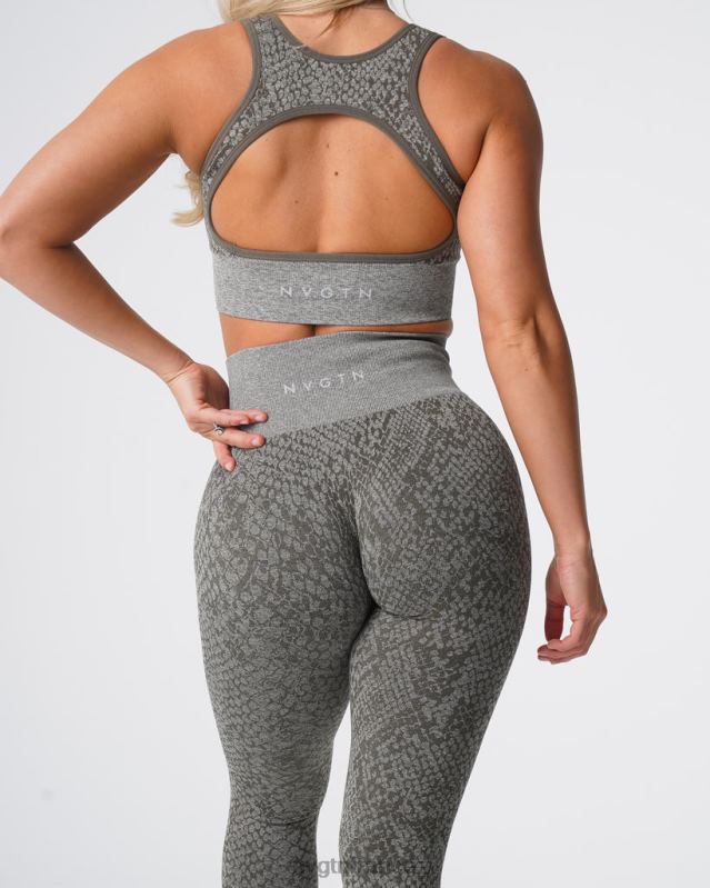 femmes XJRR2686 vert kaki aptitude NVGTN leggings sans couture en peau de serpent