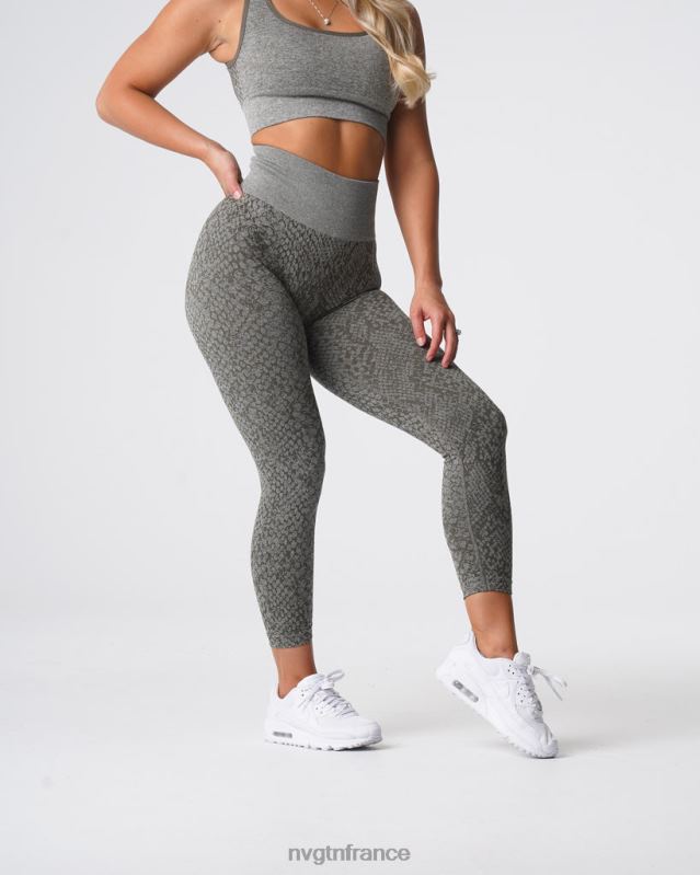 femmes XJRR2686 vert kaki aptitude NVGTN leggings sans couture en peau de serpent