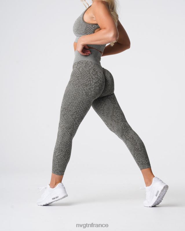 femmes XJRR2686 vert kaki aptitude NVGTN leggings sans couture en peau de serpent