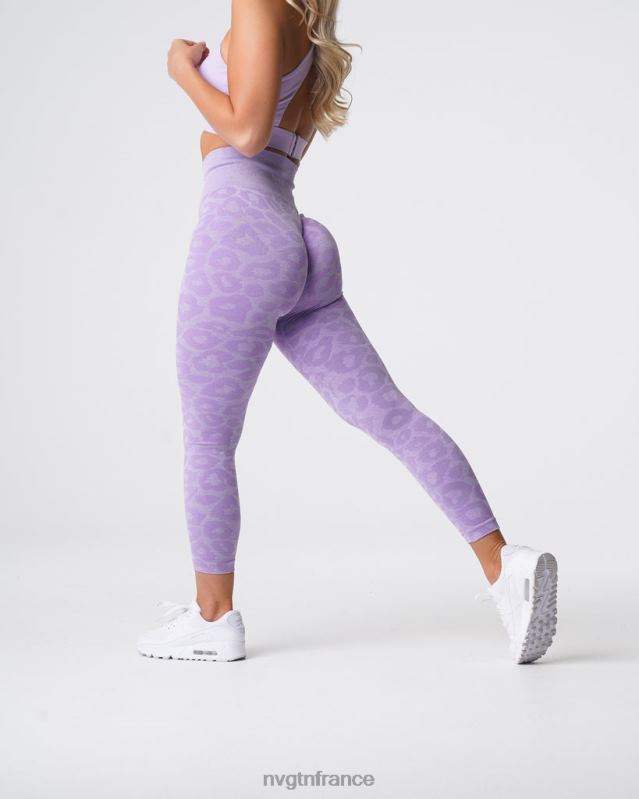 femmes XJRR2688 lilas aptitude NVGTN legging léopard sans couture