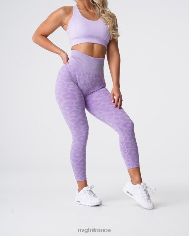 femmes XJRR2688 lilas aptitude NVGTN legging léopard sans couture