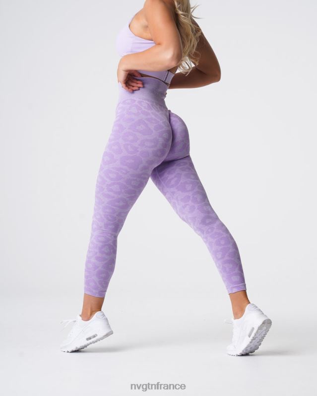 femmes XJRR2688 lilas aptitude NVGTN legging léopard sans couture