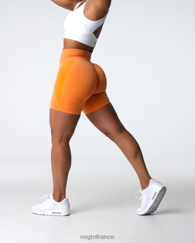 femmes XJRR2332 coucher de soleil orange aptitude NVGTN short contour sans coutures