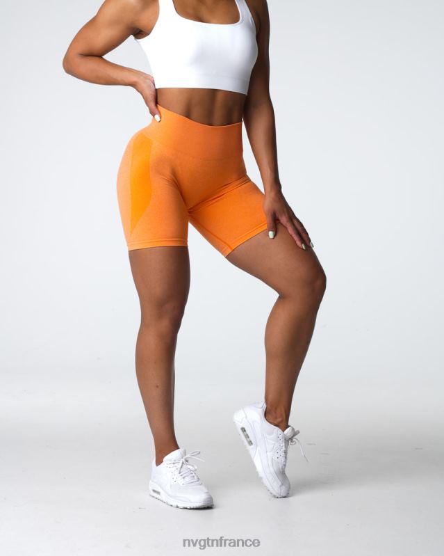 femmes XJRR2332 coucher de soleil orange aptitude NVGTN short contour sans coutures