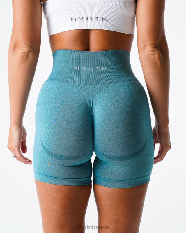 femmes XJRR2348 sarcelle aptitude NVGTN short contour sans coutures