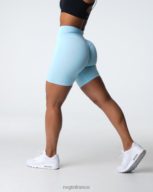 femmes XJRR2396 bleu pastel aptitude NVGTN short froissé sans coutures