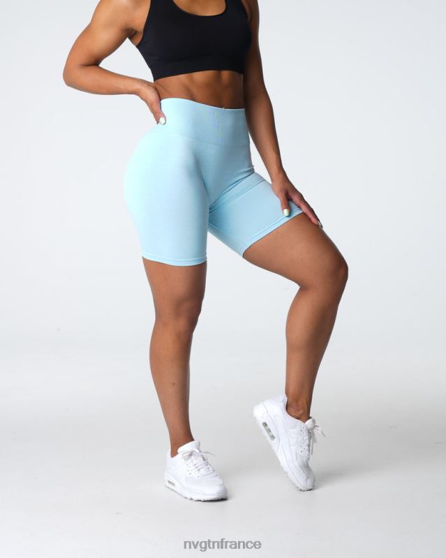 femmes XJRR2396 bleu pastel aptitude NVGTN short froissé sans coutures