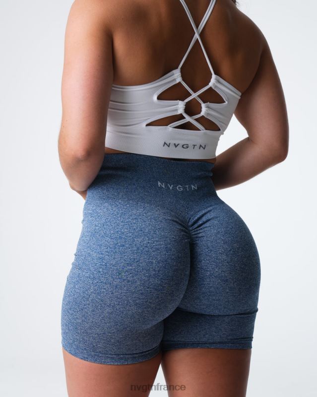 femmes XJRR2399 bleu ardoise aptitude NVGTN short froissé sans coutures