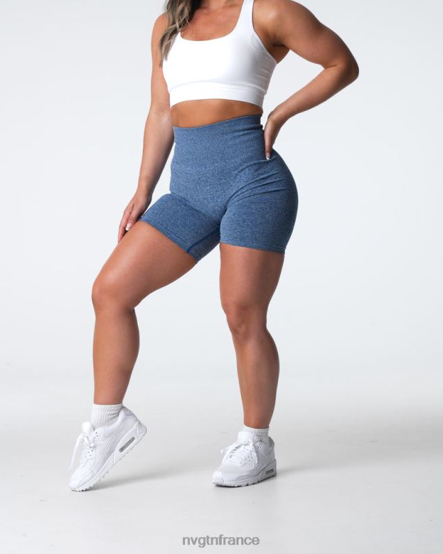 femmes XJRR2399 bleu ardoise aptitude NVGTN short froissé sans coutures
