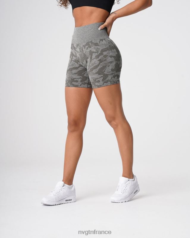 femmes XJRR2440 vert kaki aptitude NVGTN short camouflage sans coutures