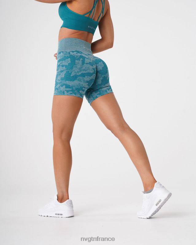 femmes XJRR2444 sarcelle aptitude NVGTN short camouflage sans coutures