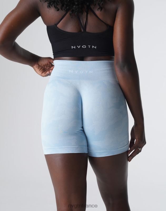femmes XJRR2447 bleu glacé aptitude NVGTN short camouflage sans coutures